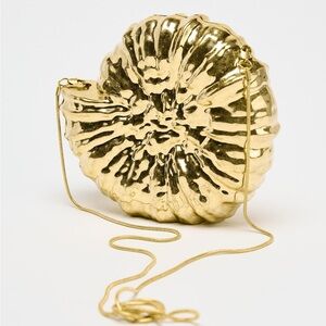 Zara Metallic Gold Conch Style Clutch